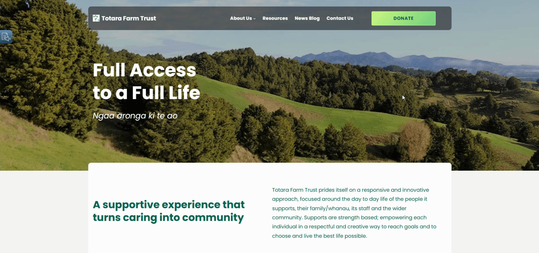 Totara Farm Trust responsive WordPress website homepage for a New Zealand agricultural trust